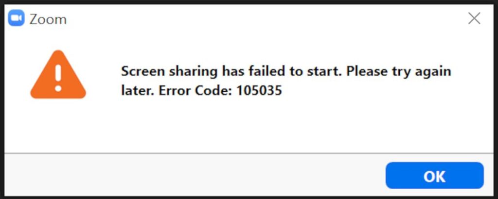 Zoom Error Code 105035